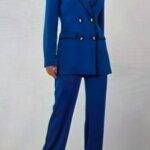 Blue Double- Breasted Formal Jacket