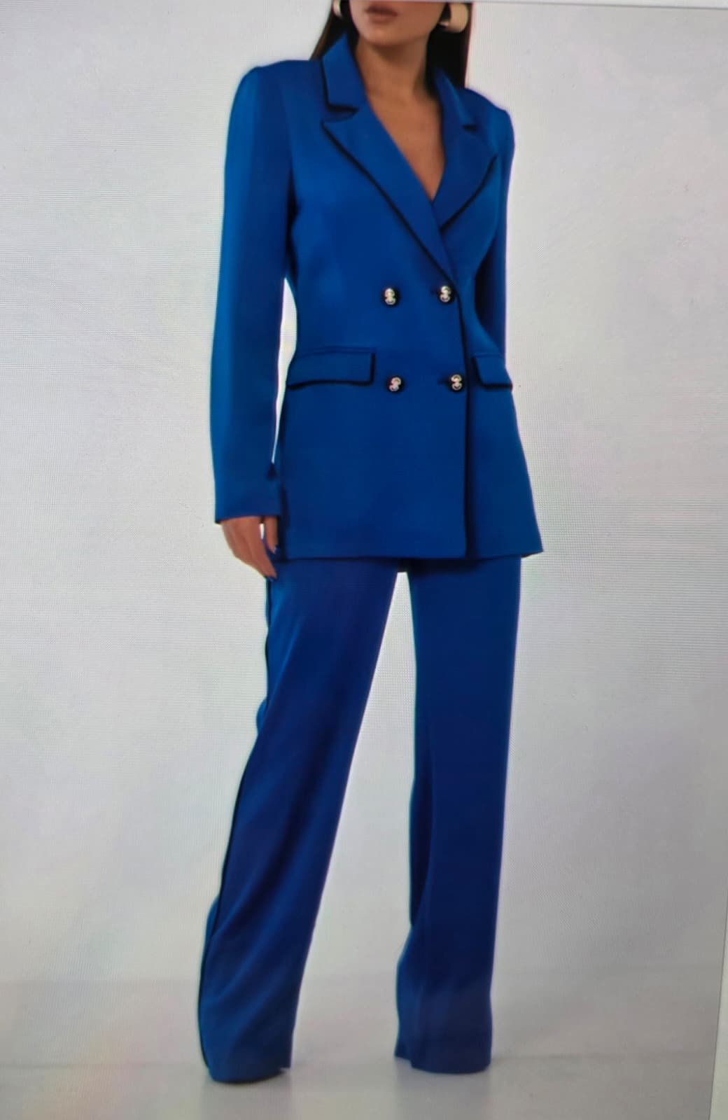 Blue Double- Breasted Formal Jacket