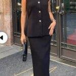 Elegant Black Set with Maxi Pencil Skirt