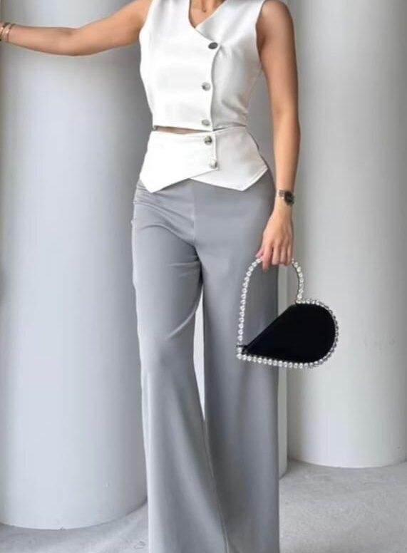 Elegant White set with Palazzo pants