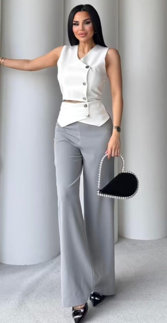 Elegant White set with Palazzo pants